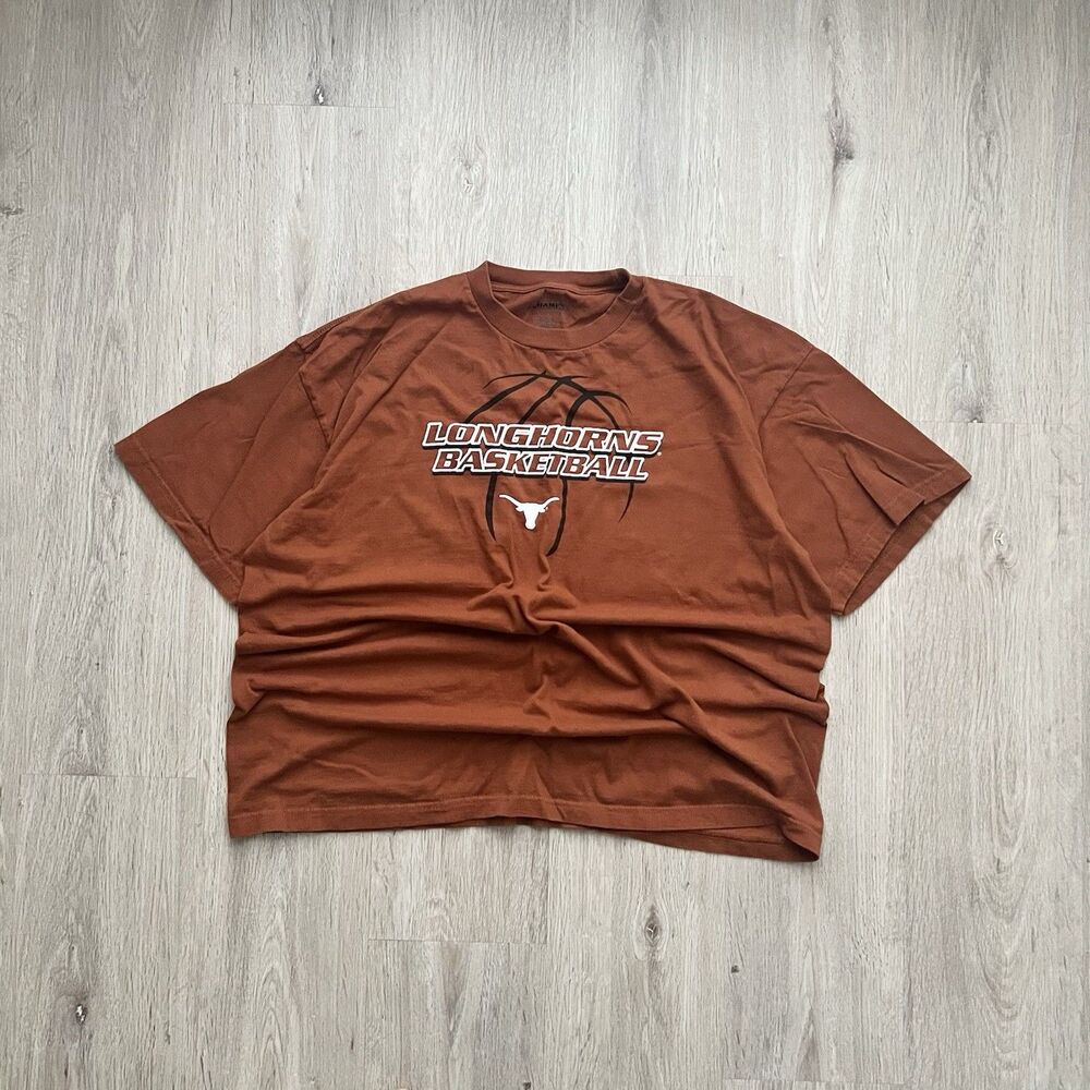 Vintage Champs Texas Longhorns Basketball T-Shirt Mens XL Burnt Orange Graphic